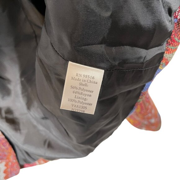 Coldwater Creek Blazer Womens Medium Red Paisley Colorful Boho Workwear Career - Picture 9 of 12